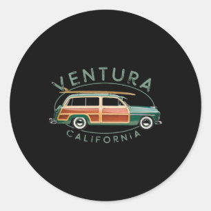 Adesivo Redondo Ventura Califórnia Surf Vintage