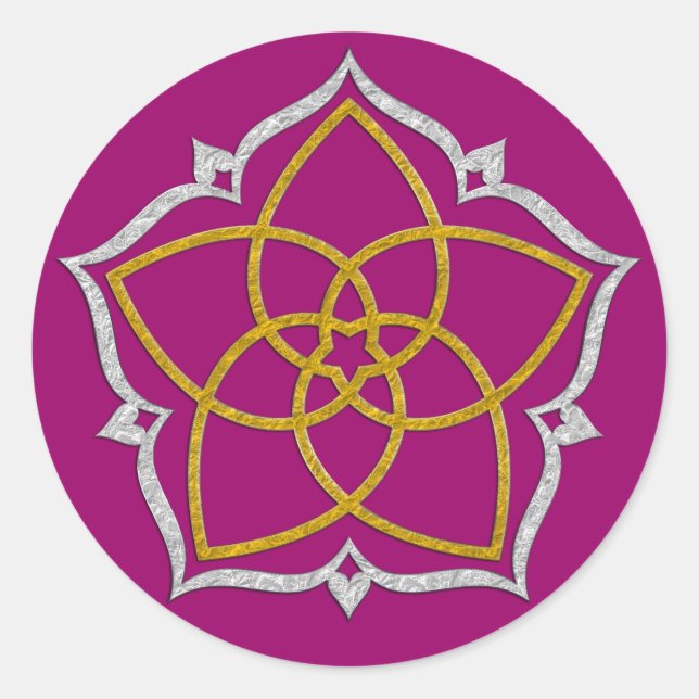 Adesivo Redondo VENUS FLOWER / Venusblume Lotus DOURADO SILVER (Frente)