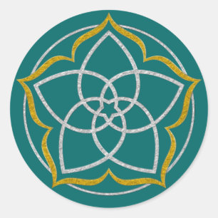 Adesivo Redondo VENUS FLOWER / Venusblume Lotus SILVER DOURADO