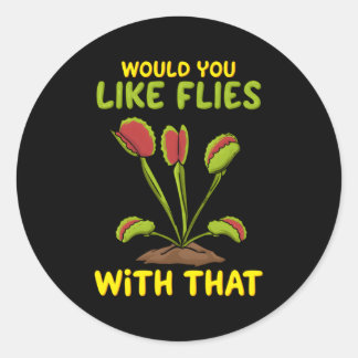 Adesivo Redondo Vênus Fly Trap Para Um Jardineiro De Plantas Carní