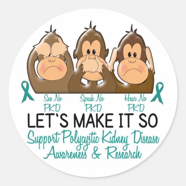 Adesivo Redondo Ver Falar Ouvir Sem Doença Renal Poliquística 2 (Frente)