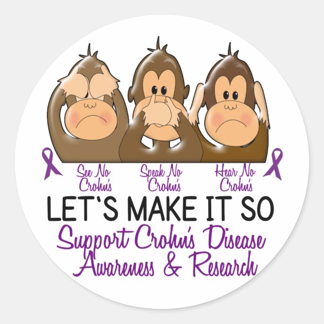 Adesivo Redondo Ver Falar Sem Doença Crohns 2 (Frente)