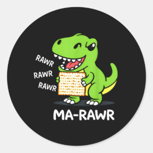 Adesivo Redondo ver Maror Ma-Roar Dinossauro Divertido Pesach