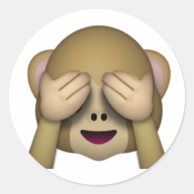 Adesivo Redondo Ver Sem Macaco Mau - Emoji (Frente)