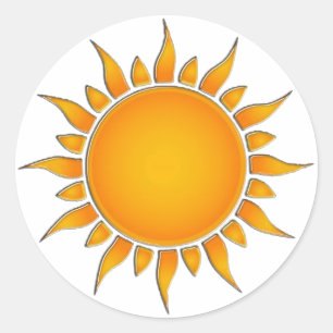 Adesivo Redondo Verão amarelo e alaranjado brilhante Sun