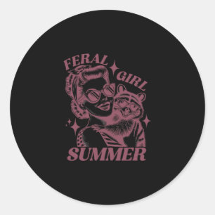 Adesivo Redondo Verão da Menina Feral Panda Lixo Fofa Mapache Verã