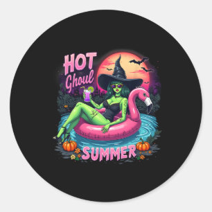 Adesivo Redondo Verão de Goul Quente Divertido Vibrações de Summer