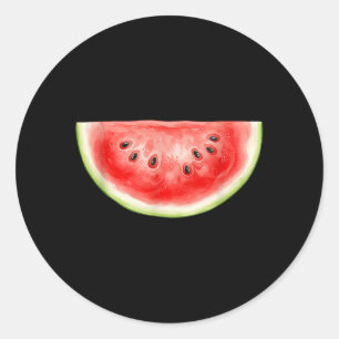Adesivo Redondo Verão de Melancia Aquarela Fruta Fatia Suculento
