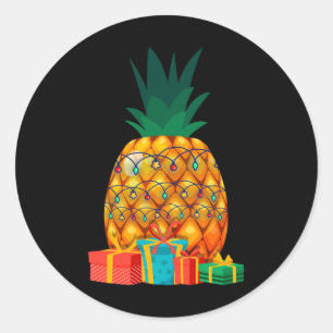 Adesivo Redondo Verão Havaiano Frutas Tropicais Abacaxi Natal