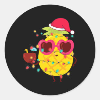 Adesivo Redondo Verão Havaiano Tropical Natal Abacaxi Natal 