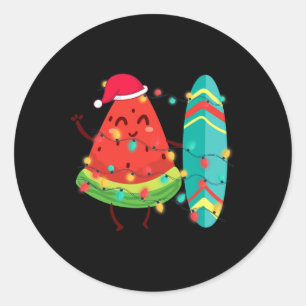 Adesivo Redondo Verão Havaiano Tropical Surfista Melancia Natal
