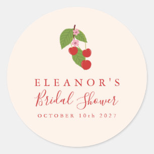 Adesivo Redondo Verão Vintage Cerejas Vermelhas Banho de Noiva Per