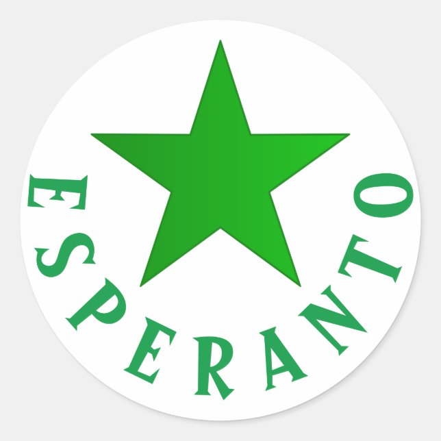 Adesivo Redondo Verda Stelo (Estrela Esperanto) (Frente)