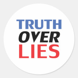 Adesivo Redondo Verdade sobre mentiras, azul, vermelha, branca
