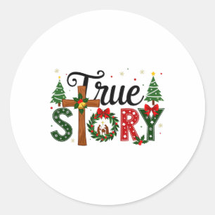 Adesivo Redondo Verdadeira História Natal Natividade Cena Jesus Cr