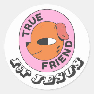 Adesivo Redondo Verdadeiro Amigo em Jesus Sticker/Fé/Cristão