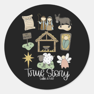 Adesivo Redondo Verdadeiro Retro Natal Religioso Cristão Xma