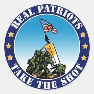 Adesivo Redondo Verdadeiros Patriotas Tomam a Injeção - Iwo Jima P