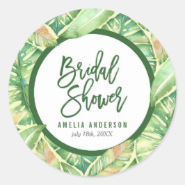 Adesivo Redondo Verde Aquarela Deixa Chá de panela tropical