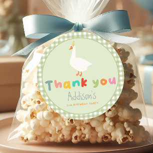 Adesivo Redondo Verde-Bonito Favorito do segundo aniversário Ganso