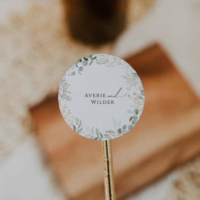 Adesivo Redondo Verde Botânico e Foco Dourado (Criador carregado)