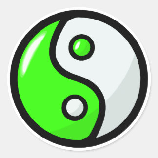 Adesivo Redondo Verde brilhante Yin Yang no equilíbrio