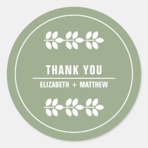 Adesivo Redondo Verde   Casamento de Branches Brancos