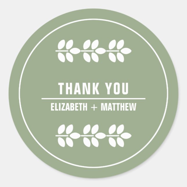 Adesivo Redondo Verde | Casamento de Branches Brancos (Frente)