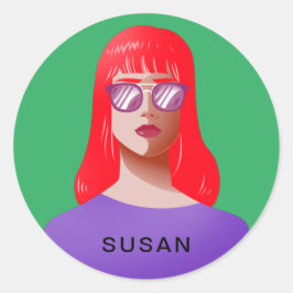 Adesivo Redondo Verde-chic e mulher clássica