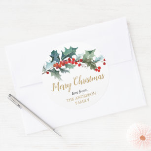 Adesivo Redondo Verde cor de água de ouro vermelho sagrado Natal