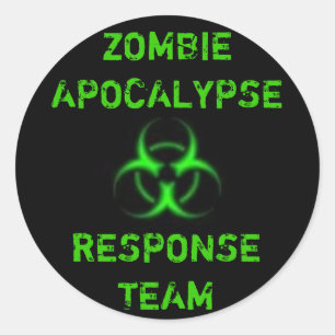 Adesivo Redondo Verde da equipe da resposta do apocalipse do zombi