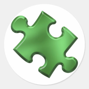 Adesivo Redondo Verde da parte do quebra-cabeça do autismo