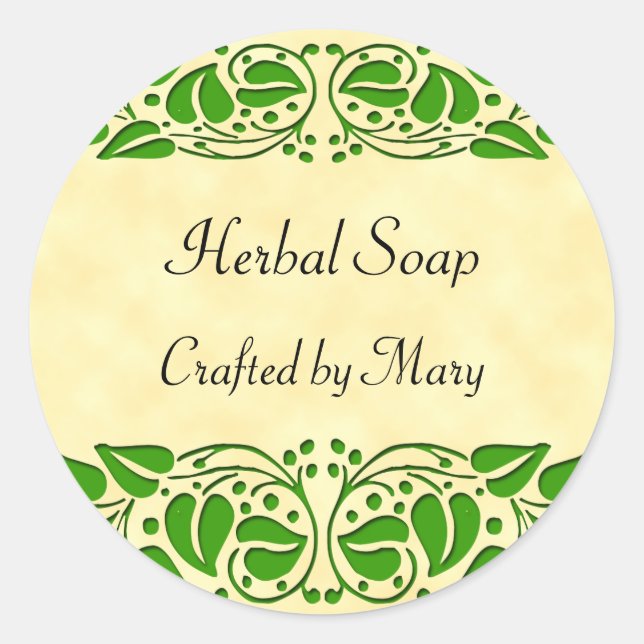 Adesivo Redondo Verde deixa Artesanatos personalizados (Frente)