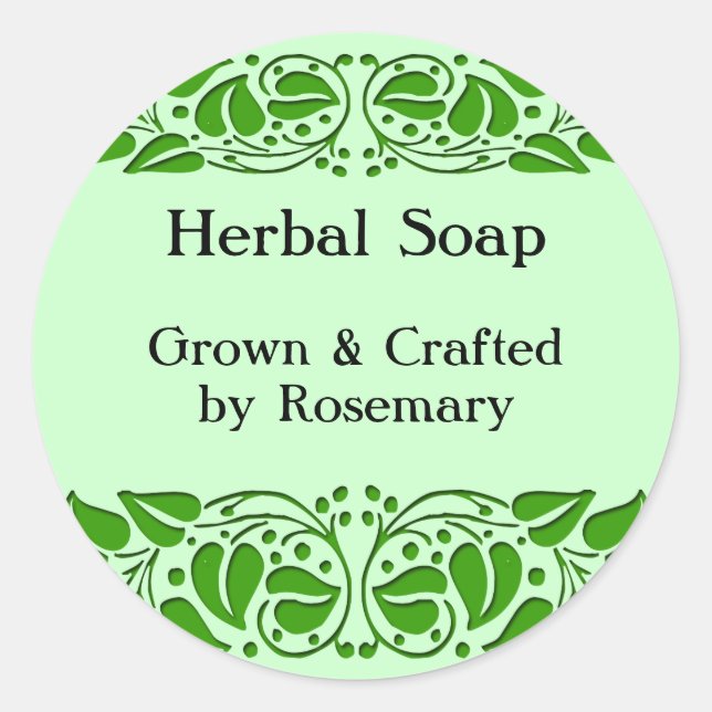 Adesivo Redondo Verde deixa Artesanatos personalizados (Frente)