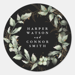 Adesivo Redondo Verde-Dourado-preto-Premium, Eucalyptus Greenery