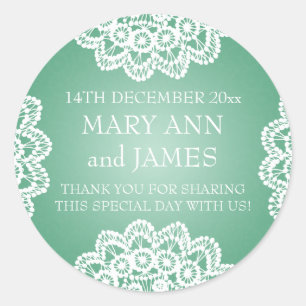 Adesivo Redondo Verde elegante da hortelã do laço do vintage do