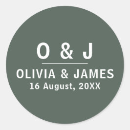 Adesivo Redondo Verde Escuro | Casamento Scandi Moderno Minimalist