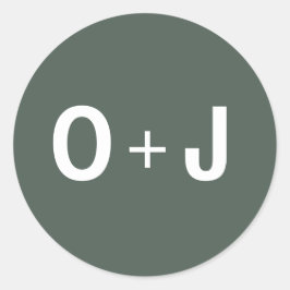 Adesivo Redondo Verde Escuro | Iniciais + Casamento Scandi Minimal