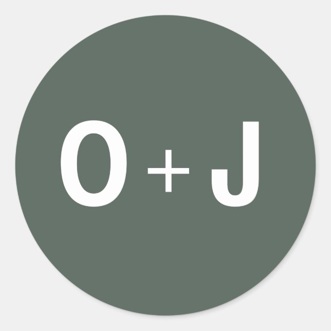 Adesivo Redondo Verde Escuro | Iniciais + Casamento Scandi Minimal (Frente)