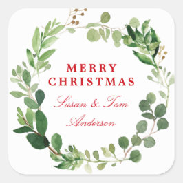 Adesivo Redondo Verde Festivo de inverno | Férias