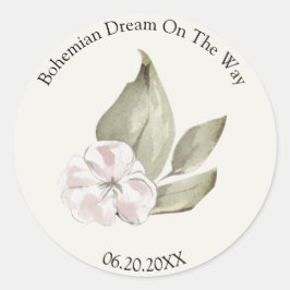 Adesivo Redondo Verde-Flor-Rosa Aestetico Deixa Pastel Suave