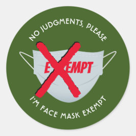 Adesivo Redondo Verde | ISENÇÃO DE MÁSCARAS ROSTAS