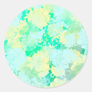 Adesivo Redondo Verde japonês, padrões de flores