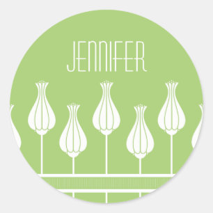 Adesivo Redondo Verde limão Art Deco