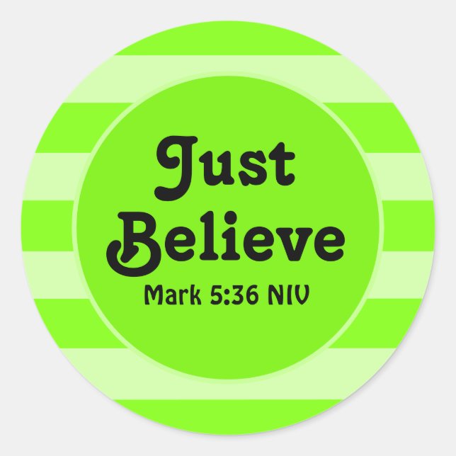 Adesivo Redondo Verde limão bonito acredita na Bíblia Versa Espera (Frente)