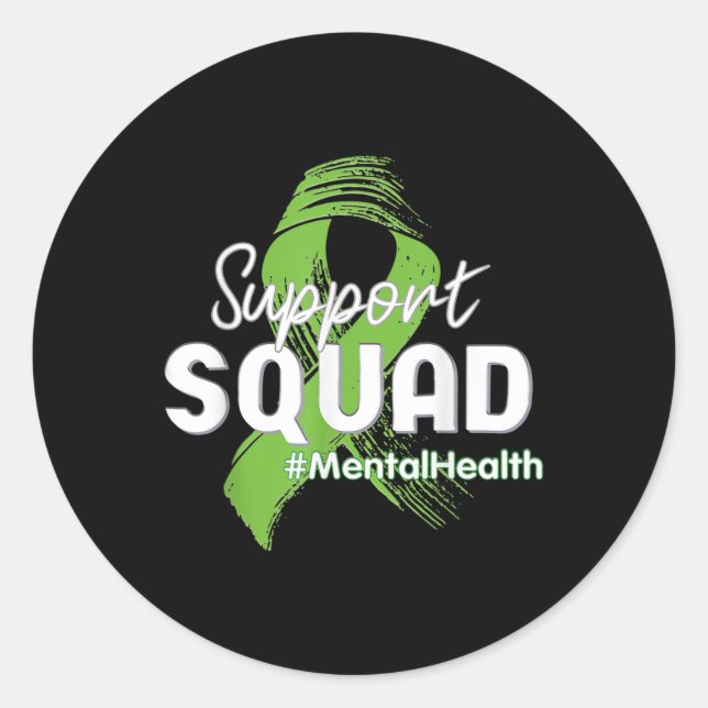 Adesivo Redondo Verde limão de Sensibilização para a Saúde Mental  (Frente)