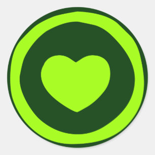 Adesivo Redondo Verde limão Hearts Sticker