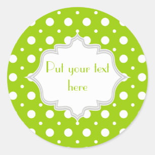 Adesivo Redondo Verde limão moderno, costume branco do teste