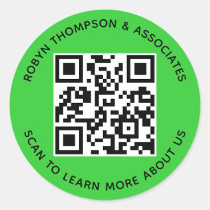 Adesivo Redondo Verde limão QR Code Stick Round Personalizado Negó