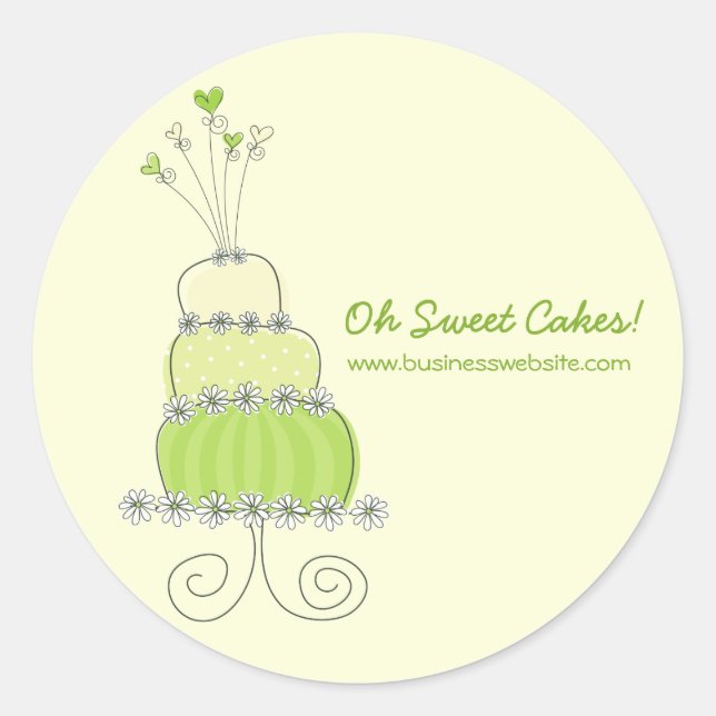 Adesivo Redondo Verde limão Whimsical Chic Weding Cake Sticker (Frente)